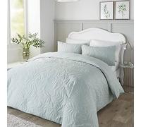 Serene Luana Collection Luana Housse de Couette en Relief Motif Feuilles Vertes pour lit Simple 140 x 200 cm Doux au Toucher