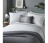Serene Parure de lit à Pompons - Facile d'entretien, Gris, Double