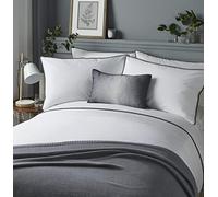 Serene Parure de lit à Pompons - Facile d'entretien, Gris, Super King
