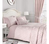 Serene Parure de lit avec Housse de Couette en Jacquard Motif Fleurs Rose pâle Double