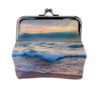 Serene Seaside Sunset Print Exquisite Versatile Kiss Lock Porte-monnaie mignon Petit portefeuille à fermeture éclair pour pièces de monnaie cartes