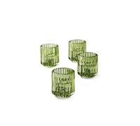 Serene Spaces Living Lot de 4 photophores Verts en Verre nervuré, Parfaits pour Les Mariages et la décoration de la Maison, Mesure 5,7 cm de Haut et 5,1 cm de diamètre