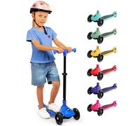 SereneLife 3-Wheel Foldable Kids Scooter - LED Wheel Lights, Adjustable Handlebar, Rear Foot Brake, Lean-to-Steer, Anti-Slip Deck - Ideal for Toddlers & Kids 3+, up to 110 lbs