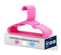 SereneLife Cintres en plastique 60 perches – Antidérapants, design mince, économie d'espace – Rose
