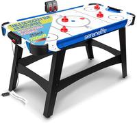 SereneLife Air Hockey- Air hockey table de 147 cm avec Moteur Puissant, Tableau de Bord Numérique à LED, Distributeur de Palets et Accessoires Complets, Bleu