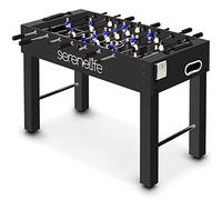 SereneLife Baby-foot de compétition de 121,9 cm, pour la maison, la salle de jeux d'arcade, 2 balles, 2 porte-gobelets de 0,6 x 1,2 m pour grotte ou sous-sol - debout ou sur table, noir