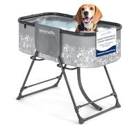SereneLife Baignoire Portable pour Animaux - Pliable et avec Pieds Amovibles Antidérapants | Deux Poches Latérales et Système de Drainage Intégré | Inclut Une Sangle de Fixation à Trois Points avec