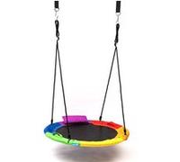 SereneLife Balançoire Disque 102 cm Extérieure avec Coussin et Sac, Résistante, Support 318 kg, Arc-en-Ciel