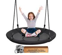 SereneLife Balançoire Nid Géante 100 cm, kit Suspension & Pivot Central, balançoire rondearbre extérieure, Cordes, Cadre Acier, siège Polyester pour Enfants - Noir