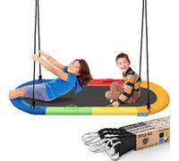 SereneLife Balançoire Ovale Arc-en-Ciel 170 cm - Siège de Jardin Géant avec Kit de Suspension Universel, Coussin et Sac - Résistante à l’Eau et aux Intempéries, Charge 317 kg