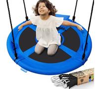 SereneLife Balançoire d’Extérieur avec Kit de Suspension Universel, Coussin et Sac de Transport, Résistante aux Intempéries, Supporte Jusqu’à 317 kg, Bleu