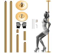 SereneLife Bâton de danse professionnel - Bâton de fitness portable et amovible, idéal pour l'entraînement et l'exercice (surface dorée), design pratique pour développer les muscles, garder la forme