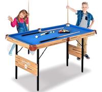 SereneLife Billard-Table de Billard Pliable de 1,4m, Portable,pour Enfants/Adultes,avec Accessoires, Jeux d'intérieur et d'extérieur avec Queues, Boules et Triangle, Bleu