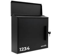 SereneLife Boîte aux Lettres Extérieure avec Serrure - 13 L Capacité, Acier Résistant, Verrouillage Sécurisé, Installation Facile pour Maison ou Résidence, Noir