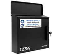 SereneLife Boîte aux Lettres Extérieure avec Serrure | Boîte aux Lettres de 0.46 Pieds Cubiques | Installation Facile, Mécanisme de Verrouillage Sécurisé | Idéale pour Usage Résidentiel ou