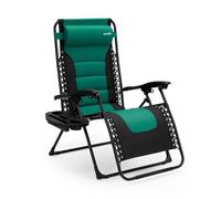 SereneLife Chaise Pliante - Chaise Longue Réglable pour Extérieur - avec Plateau Porte-Gobelet Détachable - Relax Pliable avec Coussins Amovibles - Vert et Noir