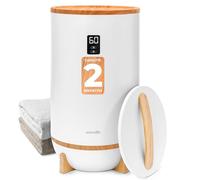 SereneLife Sèche Chauffe-Serviettes de Luxe pour Salle de Bain avec Support pour Disque Parfumé-Seau Chauffant Arrêt Automatique-Convient pour 2 Grandes Essuie-Mains, ABS, Bambou