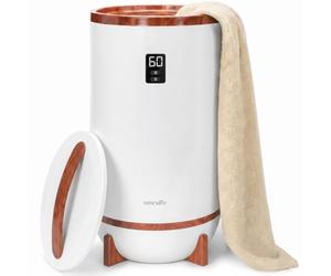 SereneLife Chauffe-Serviettes Style Seau, Grande Capacité 2 Serviettes, Chauffe-Serviettes et Couvertures Portable, Minuterie Réglable, Arrêt Automatique, Écran LED, Support Disque Parfumé
