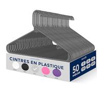 SereneLife Cintres - Cintres en Plastique - Antidérapants - Porte-Vêtement Fins et Gain de Place - pour Chemises, Pulls, Sweats, Vêtements Enfants et Robes - Ultra-Fins - Légers - Lot de 50 - Gris