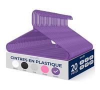 SereneLife Cintres - Cintres en Plastique - Antidérapants - Porte-Vêtement Fins et Gain de Place - pour Chemises, Pulls, Sweats, Vêtements Enfants et Robes - Ultra-Fins - Légers - Lot de 20 - Violet