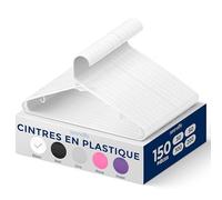 SereneLife Cintres - Cintres en Plastique - Porte-vêtements Gain de Place - Design Antidérapant - avec 2 Crochets Intégrés - pour Chemises, Pulls, Sweats, Vêtements - 150 Pièces - Blanc