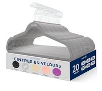 SereneLife Cintres - Cintres en Velours Antidérapants - Porte-Vêtement Fins et Robustes - avec Crochet en Métal Pivotant à 360° - Supportant jusqu'à 4,5 kg pour Vestes, Pantalons et Robes - Lot de 20