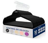 SereneLife Cintres - Cintres en Velours Antidérapants - Porte-Vêtement Fins et Robustes - avec Crochet en Métal Pivotant à 360° - Supportant jusqu'à 4,5 kg pour Vestes, Pantalons et Robes - Lot de 10