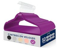SereneLife Cintres - Cintres en Velours Antidérapants - Porte-Vêtement Fins et Robustes - avec Crochet en Métal Pivotant à 360° - Supportant jusqu'à 4,5 kg pour Vestes, Pantalons et Robes - Lot de 50