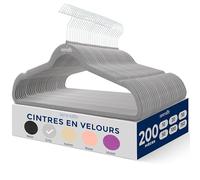 SereneLife Cintres - Cintres en Velours Antidérapants - Porte-Vêtement Fins et Robustes - avec Crochet en Métal Pivotant à 360° - Supportant jusqu'à 4,5 kg pour Vestes, Pantalons et Robes -Lot de 200