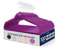 SereneLife Cintres - Cintres en Velours Antidérapants - Porte-Vêtement Fins et Robustes - avec Crochet en Métal Pivotant à 360° - Supportant jusqu'à 4,5 kg pour Vestes, Pantalons et Robes -Lot de 100