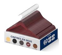 Serenelife Lot de 60 Cintres en Bois Minces, Gain de Place, Crochet Pivotant 360°, Support 4,5 kg, Idéal pour Manteaux, Vestes, Pantalons, Robes, Dressing Organisé