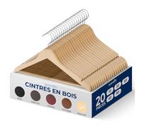 SereneLife Cintres en Bois - Cintres Fins Gain de Place - Crochet Pivotant à 360° - Supportent Jusqu’à 4,5 kg - Idéals pour Manteaux, Vestes, Pantalons et Robes - Lot de 20