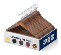 Serenelife Cintres en Bois - Cintres Minces Économisant de l'espace - Crochet Pivotant à 360 Degrés - Supportant jusqu'à 4,5 kg - Design Mince pour Manteaux, Vestes, Pantalons et Robes - Lot de 20