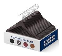 Serenelife Cintres en Bois - Cintres Minces Économisant de l'espace - Crochet Pivotant à 360 Degrés - Supportant jusqu'à 4,5 kg - pour Manteaux, Vestes, Pantalons et Robes - Lot de 30 - Brun