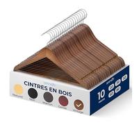 Serenelife Cintres en Bois - Cintres Minces Économisant de l'espace - Crochet Pivotant à 360 Degrés - Supportant jusqu'à 4,5 kg - Design Mince pour Manteaux, Vestes, Pantalons et Robes - Lot de 10