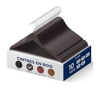SereneLife Cintres en Bois - Cintres Fins Gain de Place - Crochet Pivotant à 360° - Supportent Jusqu’à 4,5 kg - Idéals pour Manteaux, Vestes, Pantalons et Robes - Lot de 10 - Brun