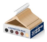 SereneLife Cintres en Bois - Cintres Fins Gain de Place - Crochet Pivotant à 360° - Supportent Jusqu’à 4,5 kg - Idéals pour Manteaux, Vestes, Pantalons et Robes - Lot de 30