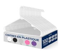 SereneLife Cintres plastique gain de place, fins et durables – Support 2,5 kg – Lot de 100 Blanc