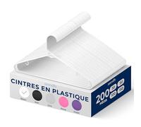 Serenlife Cintres - Cintres en Plastique - Porte-vêtements Gain de Place Durables - Antidérapant - 2 Crochets Intégrés - Méga Pack - 200 Pièces - Blanc