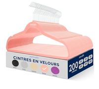 Serenelife Cintres Velours Antidérapants 360° - Lot de 200 Cintres Fins et Solides pour Vêtements, Vestes, Pantalons, Robes - Crochet Pivotant - Capacité 4,5 kg - Gain de Place