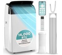 SereneLife Climatiseur Mobile 14000 BTU WiFi - Climatiseur Portable avec Évacuation, Refroidissement Déshumidificateur Ventilateur, Mode Nuit, Kit Fenêtre
