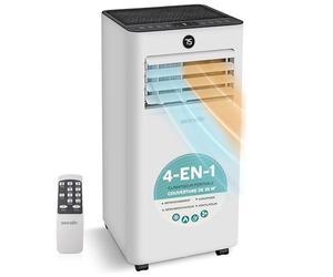 SereneLife Climatiseur Mobile 7000 BTU 2,05 kW - Climatisation Portable avec Évacuation Chauffage et Refroidissement, Ventilateur Déshumidificateur, Télécommande Kit Fenêtre Blanc