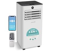 SereneLife Climatiseur Mobile 7000 BTU 2,05 kW - Climatiseur Portable avec Évacuation, Ventilateur et Déshumidificateur, Climatisation Compacte avec Télécommande et Kit Fenêtre Blanc