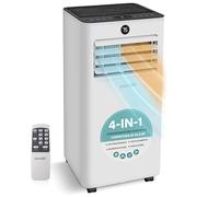 SereneLife Climatiseur Mobile 9000 BTU 2,34 kW Chauffage - Climatiseur Portable avec Évacuation, Ventilateur et Déshumidificateur, Compact avec Télécommande et Kit Fenêtre Gris