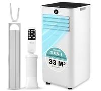 SereneLife Climatiseur Mobile 9000 BTU - Portable Silencieux 55 dB, 31 m² Ventilateur et Déshumidificateur, Rafraîchisseur d’Air, Télécommande, Écran LED