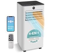 SereneLife Climatiseur Mobile WiFi 9000 BTU 3 en 1 - Silencieux avec Chauffage Déshumidificateur Kit Fenêtre Roulettes pour Chambre Bureau Maison Blanc