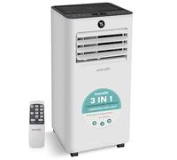 SereneLife Climatiseur portable 2,05 kW 7000 BTU, climatiseur portable compact avec refroidissement, ventilateur et déshumidificateur, pingouin, climatiseur, télécommande et kit fenêtre, blanc