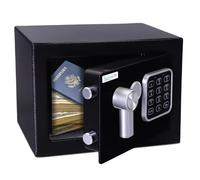 SereneLife Coffre-Fort Numérique en Acier - 23x17x17 cm, Sécurité Électronique + Clé, Rangement pour Argent, Armes, Bijoux, Passeports - Pour Maison, Hôtels, Placards, Bureau-noir