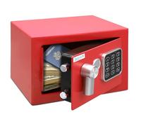 SereneLife Coffre-Fort Numérique en Acier - 23x17x17 cm, Sécurité Électronique + Clé, Rangement pour Argent, Armes, Bijoux, Passeports - Pour Maison, Hôtels, Placards, Bureau - Rouge