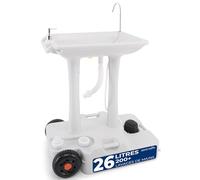 SereneLife SLCASN25 Évier Portable Serviette et Distributeur de Savon-Support roulettes - Lavabo Mobile pour événements en Plein air, rassemblements et Camping Mixte, White, 30L